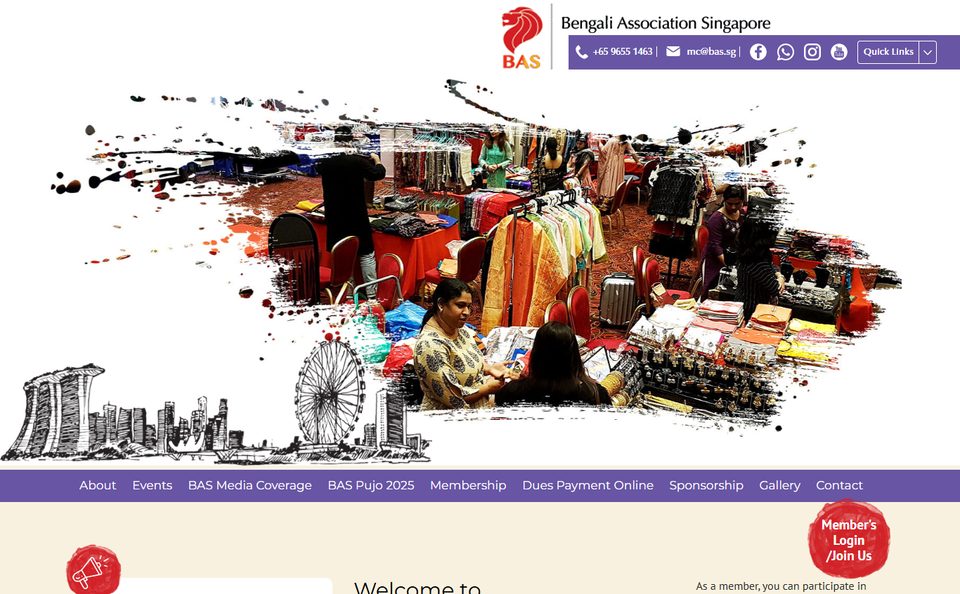 Bengali Association Singapore website screenshot