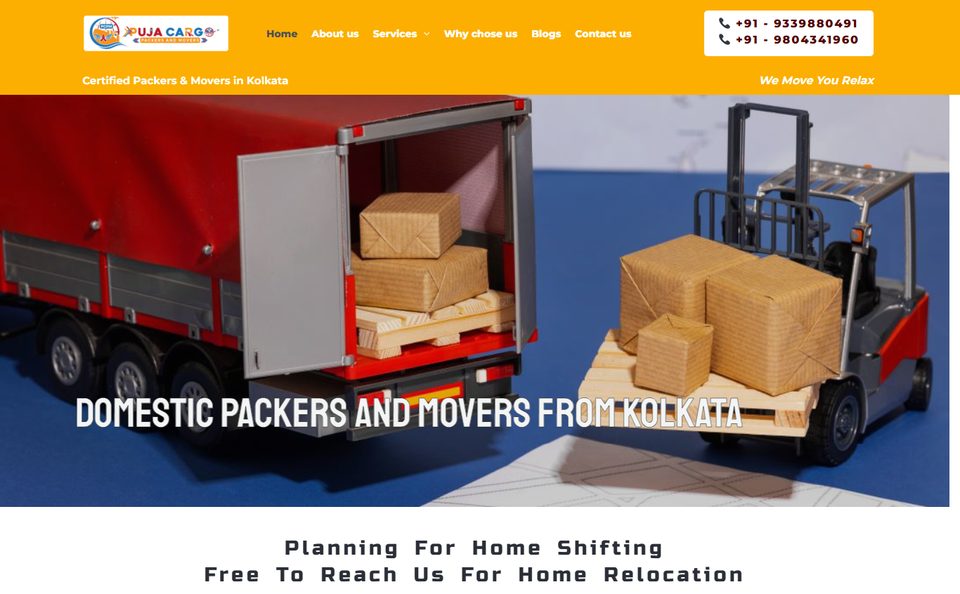 Puja Cargo Packers & Movers website screenshot