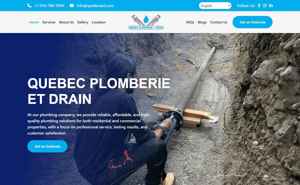 Quebec Plomberie et Drain website screenshot