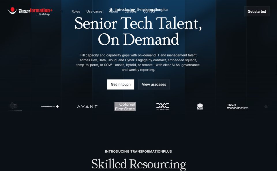 TransformationPlus website screenshot