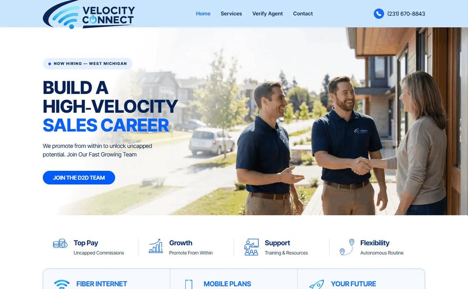 Velocity Connect website screenshot